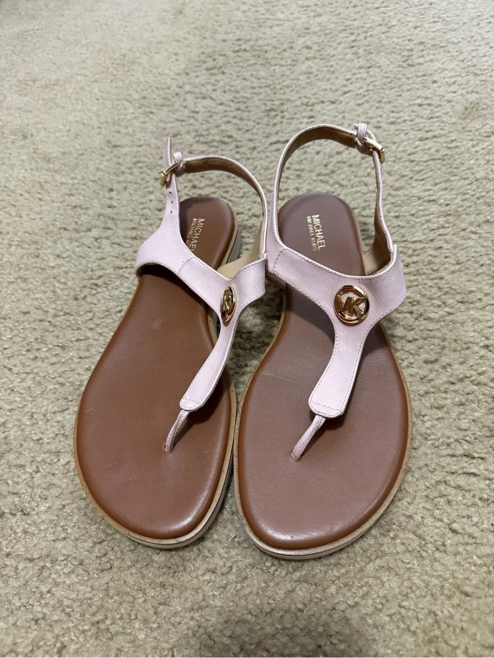 Michael Kors Pink T-Strap Logo Slingback Sandals